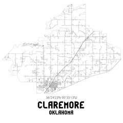 Obraz premium Claremore Oklahoma. US street map with black and white lines.