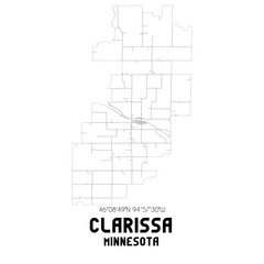 Clarissa Minnesota. US street map with black and white lines.