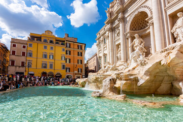 Trevi fountain in center of Rome - obrazy, fototapety, plakaty