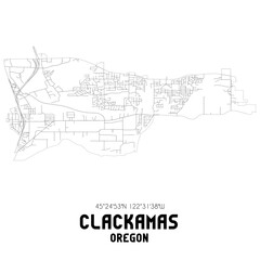 Clackamas Oregon. US street map with black and white lines.
