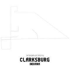 Clarksburg Indiana. US street map with black and white lines.