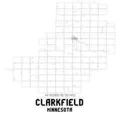 Clarkfield Minnesota. US street map with black and white lines.