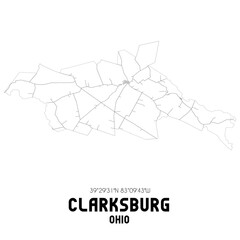 Clarksburg Ohio. US street map with black and white lines.