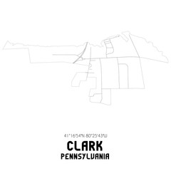 Clark Pennsylvania. US street map with black and white lines.