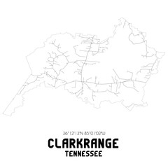 Clarkrange Tennessee. US street map with black and white lines.