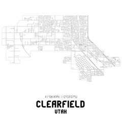 Clearfield Utah. US street map with black and white lines.