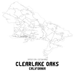 Fototapeta na wymiar Clearlake Oaks California. US street map with black and white lines.