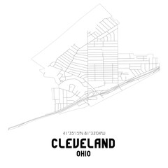 Cleveland Ohio. US street map with black and white lines.