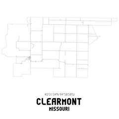 Clearmont Missouri. US street map with black and white lines.