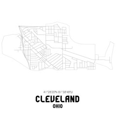 Cleveland Ohio. US street map with black and white lines.