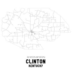 Clinton Kentucky. US street map with black and white lines.