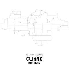 Climax Michigan. US street map with black and white lines.