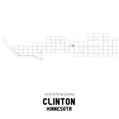Clinton Minnesota. US street map with black and white lines.