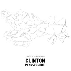 Clinton Pennsylvania. US street map with black and white lines.