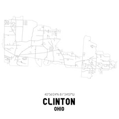 Clinton Ohio. US street map with black and white lines.