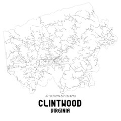 Fototapeta na wymiar Clintwood Virginia. US street map with black and white lines.