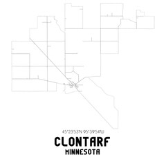 Clontarf Minnesota. US street map with black and white lines.
