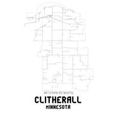 Clitherall Minnesota. US street map with black and white lines.