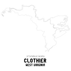 Clothier West Virginia. US street map with black and white lines.