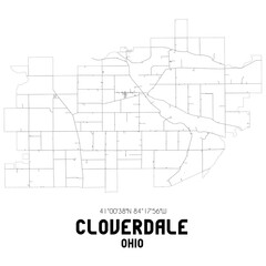 Obraz premium Cloverdale Ohio. US street map with black and white lines.