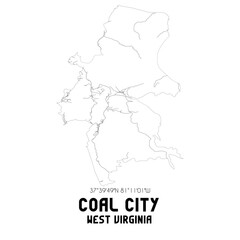 Coal City West Virginia. US street map with black and white lines.