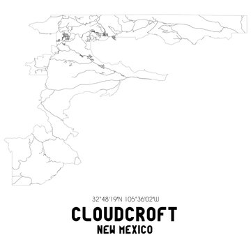 Cloudcroft New Mexico. US street map with black and white lines.