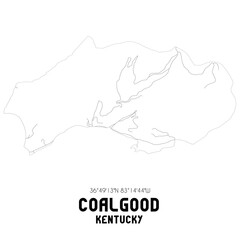 Coalgood Kentucky. US street map with black and white lines.