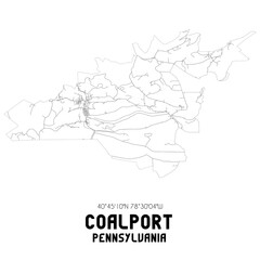 Coalport Pennsylvania. US street map with black and white lines.