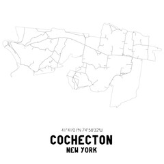 Cochecton New York. US street map with black and white lines.