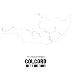 Colcord West Virginia. US street map with black and white lines.