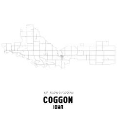 Coggon Iowa. US street map with black and white lines.