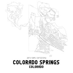 Fototapeta premium Colorado Springs Colorado. US street map with black and white lines.