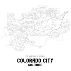 Colorado City Colorado. US street map with black and white lines.
