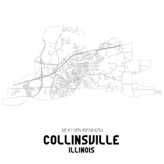 Collinsville Illinois. US street map with black and white lines.