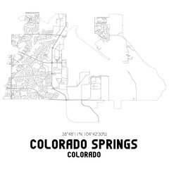 Fototapeta na wymiar Colorado Springs Colorado. US street map with black and white lines.