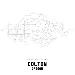 Colton Oregon. US street map with black and white lines.