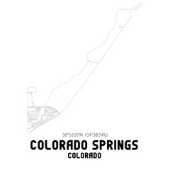 Colorado Springs Colorado. US street map with black and white lines.