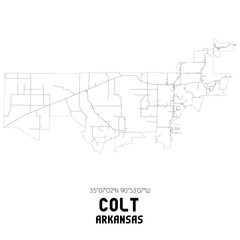 Colt Arkansas. US street map with black and white lines.