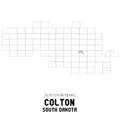 Colton South Dakota. US street map with black and white lines.