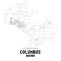 Fototapeta na wymiar Columbus Indiana. US street map with black and white lines.
