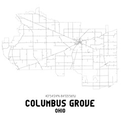 Columbus Grove Ohio. US street map with black and white lines.