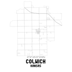 Colwich Kansas. US street map with black and white lines.