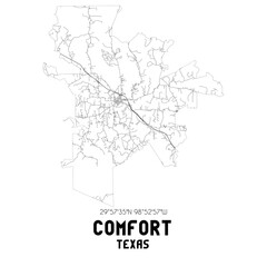 Comfort Texas. US street map with black and white lines.