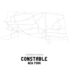 Constable New York. US street map with black and white lines.