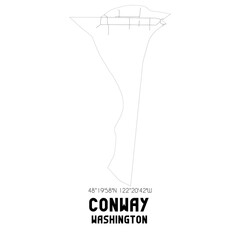 Conway Washington. US street map with black and white lines.