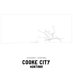 Fototapeta na wymiar Cooke City Montana. US street map with black and white lines.