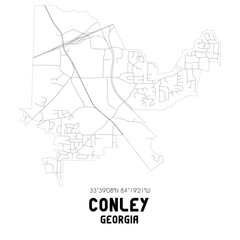 Conley Georgia. US street map with black and white lines.