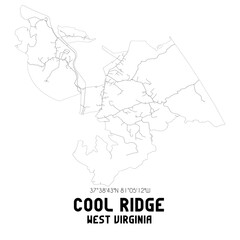 Fototapeta premium Cool Ridge West Virginia. US street map with black and white lines.