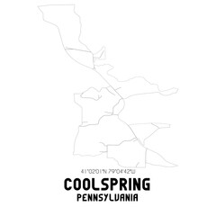 Coolspring Pennsylvania. US street map with black and white lines.