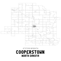 Cooperstown North Dakota. US street map with black and white lines.